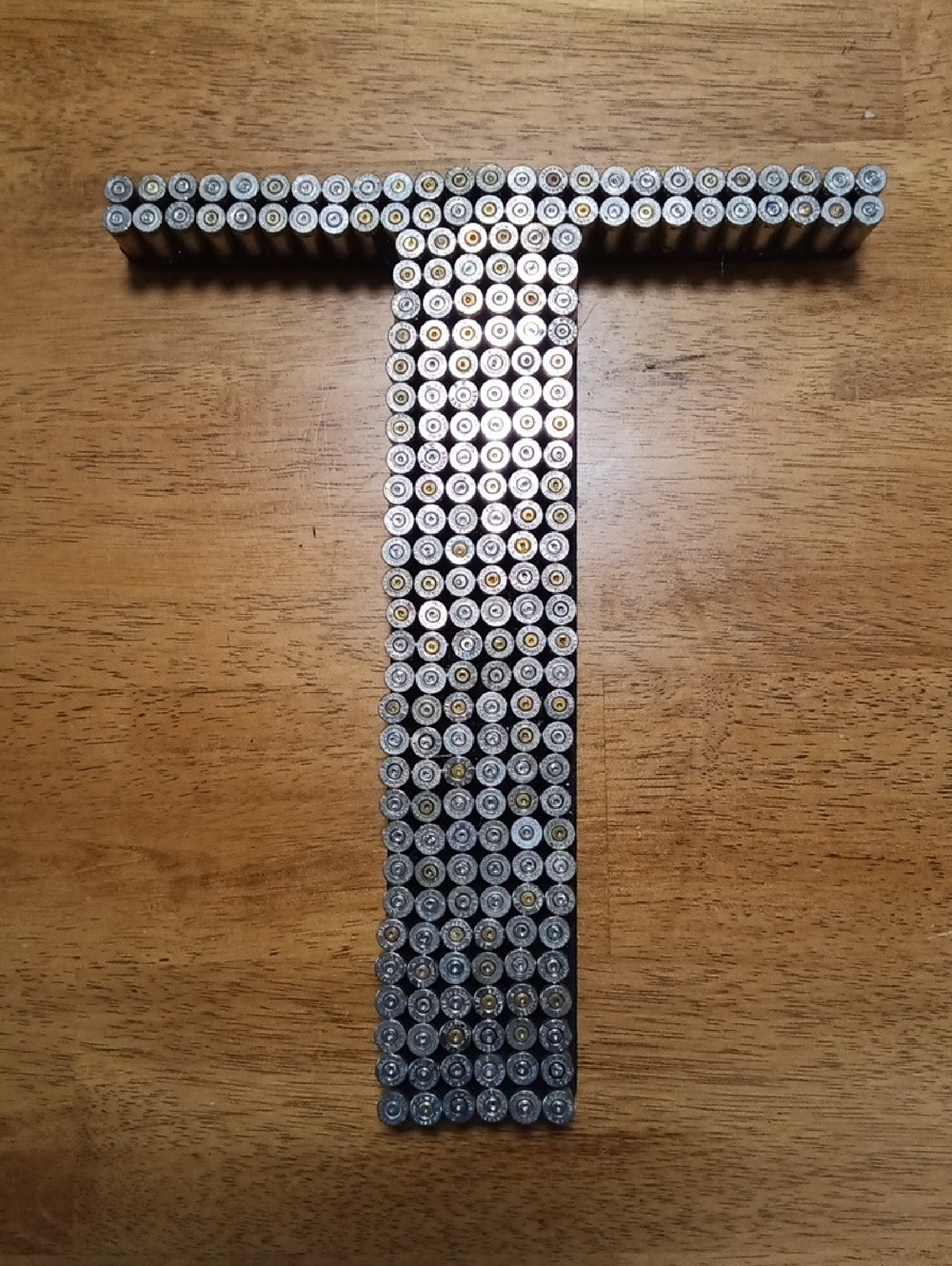 Hand Crafted Silver  Shell Casing  Letter T Wall Accent